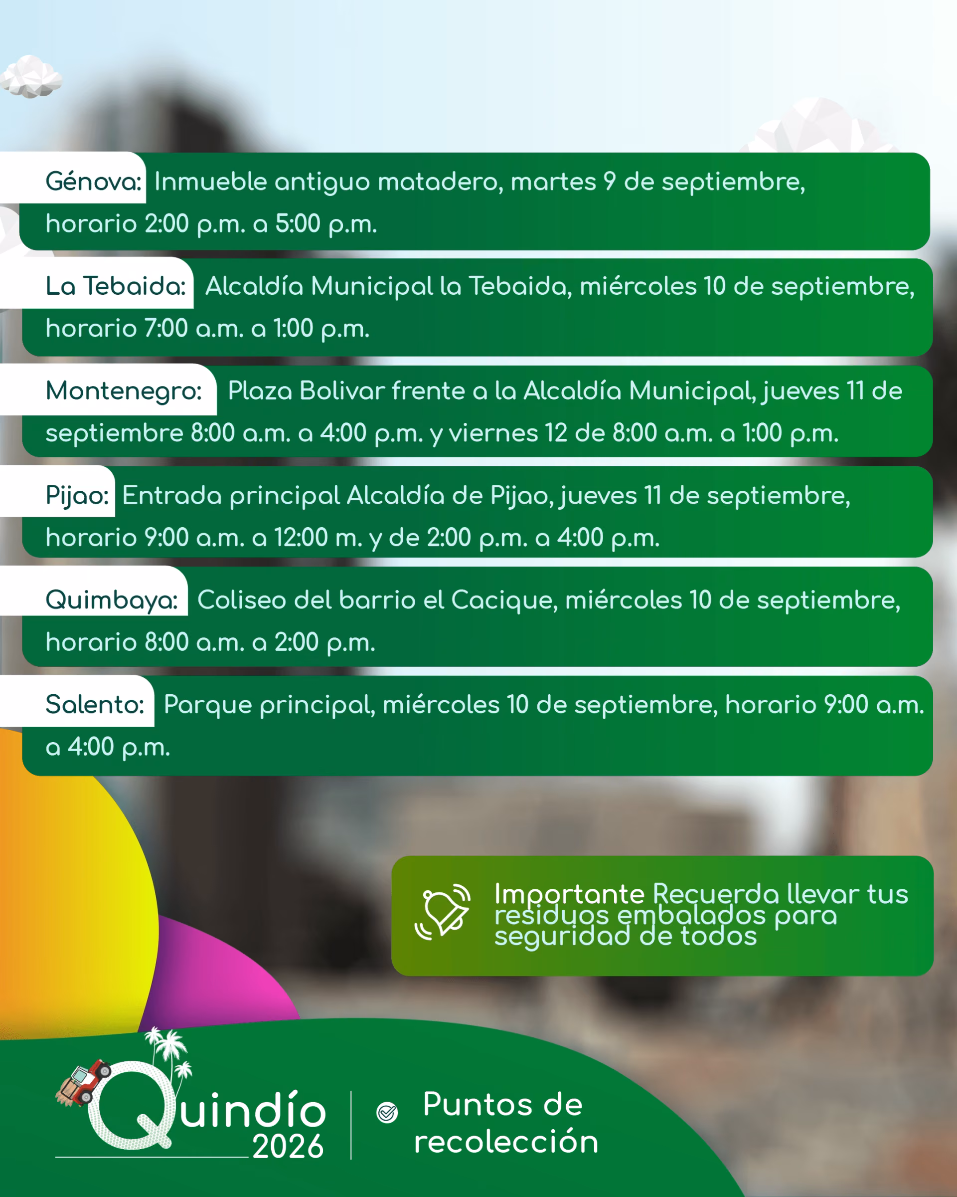 XIV Jornada de recolección de residuos Posconsumo Quindio